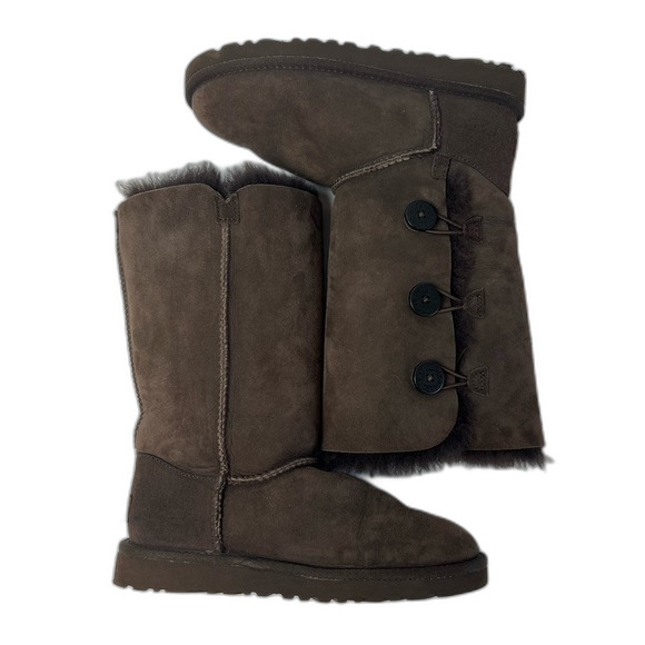 UGG Bailey Button Triplet ll Boot Brown Kids 3 New - Picture 6 of 9